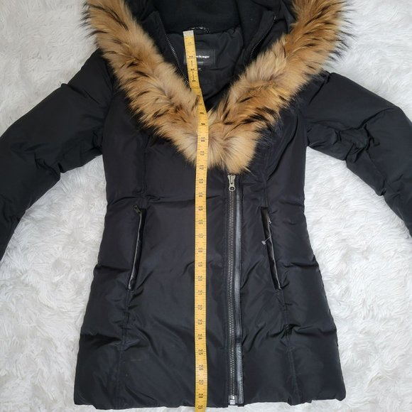 Mackage Black Down Coat with Natural Fur Signature Mackage Collar - Size S - Picture 8 of 16
